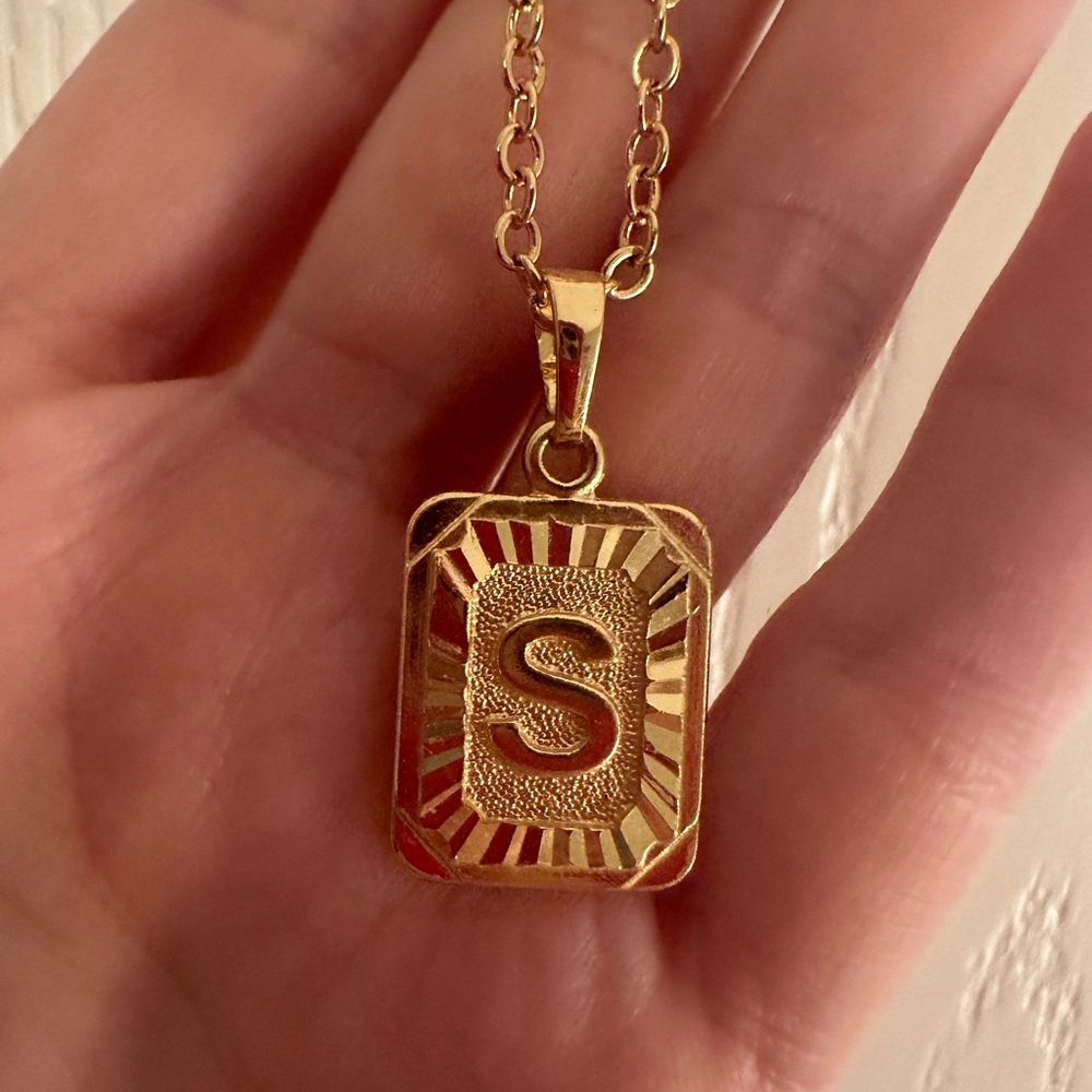 S initial gold necklace